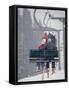 Couple Riding Up the Ski Lift During a Snow Storm, Vail, Colorado, USA-Paul Sutton-Framed Stretched Canvas