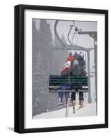 Couple Riding Up the Ski Lift During a Snow Storm, Vail, Colorado, USA-Paul Sutton-Framed Photographic Print