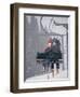 Couple Riding Up the Ski Lift During a Snow Storm, Vail, Colorado, USA-Paul Sutton-Framed Photographic Print