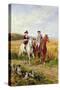 Couple Riding with their Dogs-Heywood Hardy-Stretched Canvas