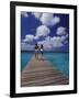Couple Running on Dock, Curacao, Caribbean-Greg Johnston-Framed Photographic Print