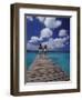 Couple Running on Dock, Curacao, Caribbean-Greg Johnston-Framed Photographic Print