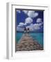 Couple Running on Dock, Curacao, Caribbean-Greg Johnston-Framed Photographic Print