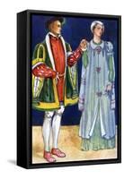 Couple 's costume in reign of Edward VI (1547-1553)-Dion Clayton Calthrop-Framed Stretched Canvas