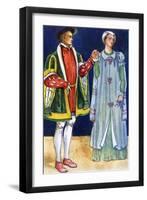 Couple 's costume in reign of Edward VI (1547-1553)-Dion Clayton Calthrop-Framed Giclee Print