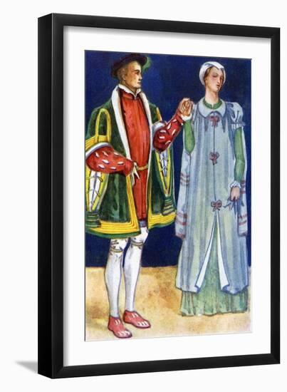 Couple 's costume in reign of Edward VI (1547-1553)-Dion Clayton Calthrop-Framed Giclee Print