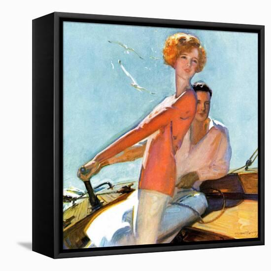 "Couple Sailing,"August 1, 1927-McClelland Barclay-Framed Stretched Canvas