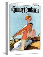 "Couple Sailing," Country Gentleman Cover, August 1, 1927-McClelland Barclay-Stretched Canvas