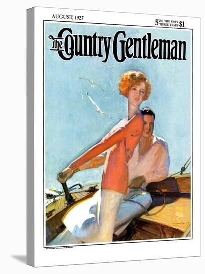 "Couple Sailing," Country Gentleman Cover, August 1, 1927-McClelland Barclay-Stretched Canvas