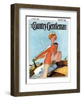 "Couple Sailing," Country Gentleman Cover, August 1, 1927-McClelland Barclay-Framed Premium Giclee Print