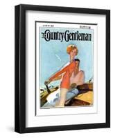 "Couple Sailing," Country Gentleman Cover, August 1, 1927-McClelland Barclay-Framed Premium Giclee Print