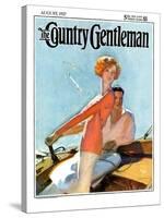 "Couple Sailing," Country Gentleman Cover, August 1, 1927-McClelland Barclay-Stretched Canvas