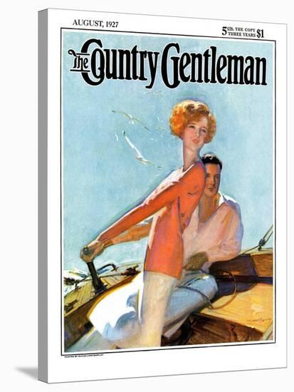 "Couple Sailing," Country Gentleman Cover, August 1, 1927-McClelland Barclay-Stretched Canvas