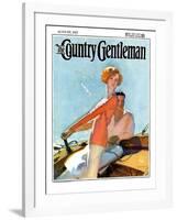 "Couple Sailing," Country Gentleman Cover, August 1, 1927-McClelland Barclay-Framed Giclee Print