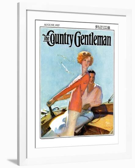 "Couple Sailing," Country Gentleman Cover, August 1, 1927-McClelland Barclay-Framed Giclee Print