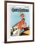 "Couple Sailing," Country Gentleman Cover, August 1, 1927-McClelland Barclay-Framed Giclee Print