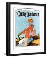 "Couple Sailing," Country Gentleman Cover, August 1, 1927-McClelland Barclay-Framed Giclee Print