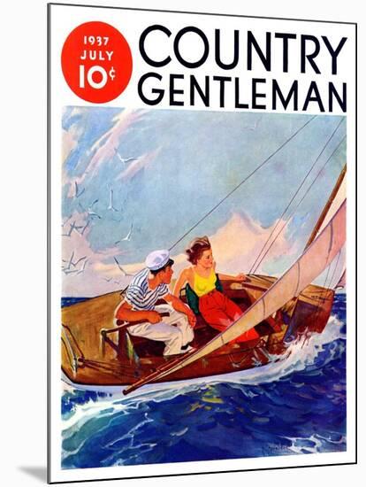"Couple Sailing," Country Gentleman Cover, July 1, 1937-R.J. Cavaliere-Mounted Giclee Print