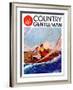 "Couple Sailing," Country Gentleman Cover, July 1, 1937-R.J. Cavaliere-Framed Giclee Print