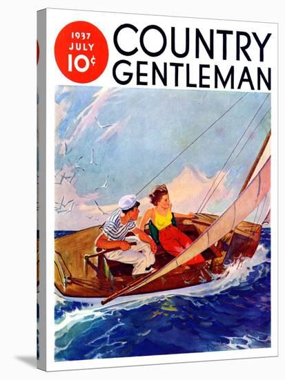 "Couple Sailing," Country Gentleman Cover, July 1, 1937-R.J. Cavaliere-Stretched Canvas