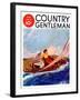 "Couple Sailing," Country Gentleman Cover, July 1, 1937-R.J. Cavaliere-Framed Giclee Print