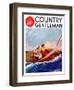 "Couple Sailing," Country Gentleman Cover, July 1, 1937-R.J. Cavaliere-Framed Giclee Print