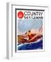 "Couple Sailing," Country Gentleman Cover, July 1, 1937-R.J. Cavaliere-Framed Giclee Print