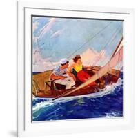 "Couple Sailing,"July 1, 1937-R.J. Cavaliere-Framed Giclee Print