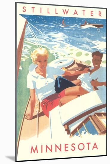 Couple Sailing, Stillwater, Minnesota-null-Mounted Art Print