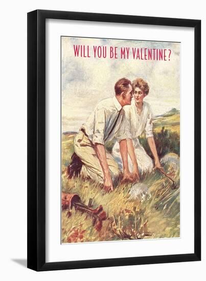 Couple Searching for Golf Ball-null-Framed Art Print