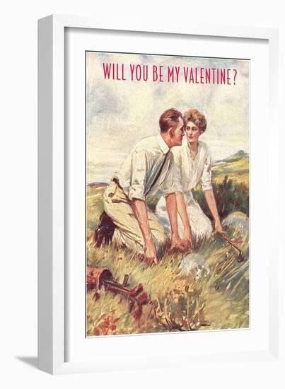 Couple Searching for Golf Ball-null-Framed Art Print