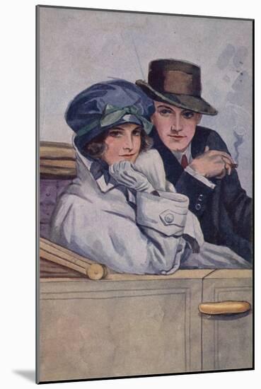 Couple Sitting in a Car-null-Mounted Giclee Print