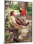 Couple Sitting on Steps-null-Mounted Giclee Print