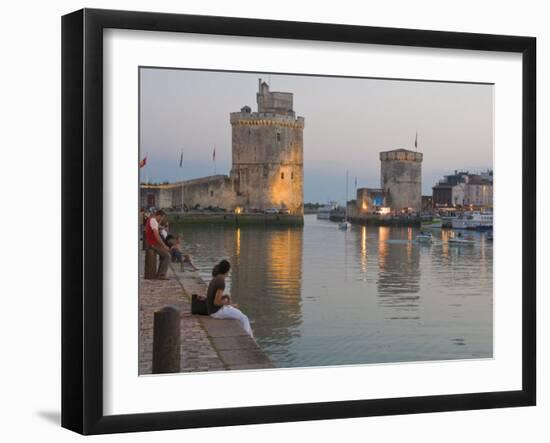 Couple Sitting on the Harbour-Side at La Rochelle, Charente-Maritime, France, Europe-Stuart Hazel-Framed Photographic Print