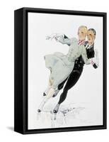 Couple Skating - Drawing, 1935-Rene Vincent-Framed Stretched Canvas