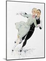 Couple Skating - Drawing, 1935-Rene Vincent-Mounted Giclee Print