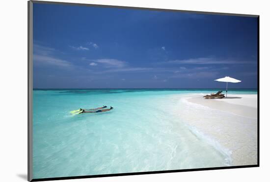 Couple Snorkelling in Maldives, Indian Ocean, Asia-Sakis Papadopoulos-Mounted Photographic Print
