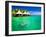 Couple Snorkling in Tropical Lagoon with over Water Bungalows-Martin Valigursky-Framed Photographic Print