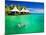 Couple Snorkling in Tropical Lagoon with over Water Bungalows-Martin Valigursky-Mounted Photographic Print