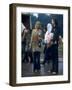 Couple Standing Barefoot on a Road Holding a Bundle and Wine Bottle, Woodstock Music and Art Fair-John Dominis-Framed Photographic Print