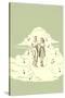 Couple Strolling on Cloud with Musical Notes-null-Stretched Canvas