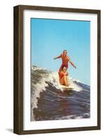 Couple Surfing-null-Framed Art Print