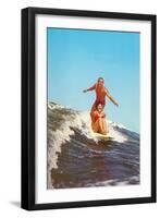 Couple Surfing-null-Framed Art Print