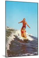 Couple Surfing-null-Mounted Art Print