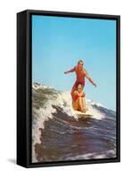 Couple Surfing-null-Framed Stretched Canvas