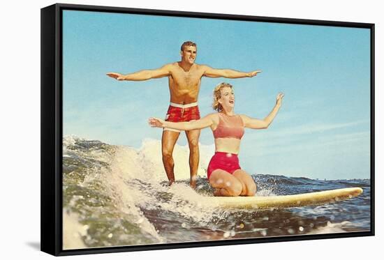 Couple Surfing-null-Framed Stretched Canvas