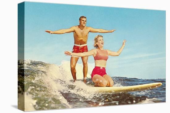 Couple Surfing-null-Stretched Canvas