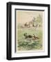 Couple Swim Side by Side off the Beach at Santander Spain-D. Eusebio Planas-Framed Art Print