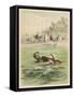 Couple Swim Side by Side off the Beach at Santander Spain-D. Eusebio Planas-Framed Stretched Canvas