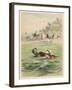 Couple Swim Side by Side off the Beach at Santander Spain-D. Eusebio Planas-Framed Art Print